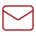 A simple red outline of an envelope icon on a light gray background, symbolizing email or messaging.