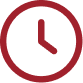 A red outline of a clock showing the time as 4:00, with hour and minute hands pointing to 4 and 12, on a light gray background.